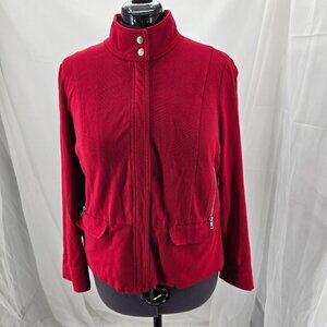 76-7 Chico's Ponte Knit Zip-Up Rayon Blend Jacket Red Size 2 (12, L)